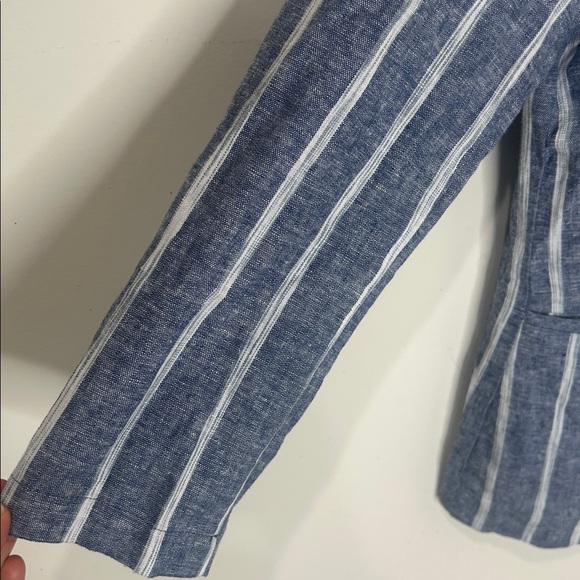 DREW Blue Linen Blend Striped Blazer Jacket Size Medium - Picture 9 of 16